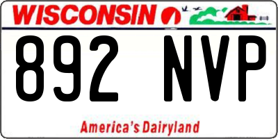 WI license plate 892NVP