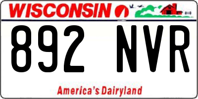 WI license plate 892NVR