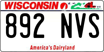 WI license plate 892NVS