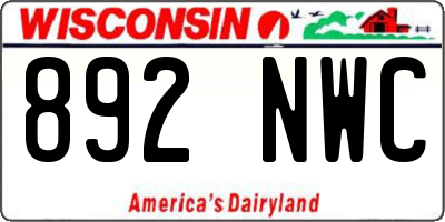 WI license plate 892NWC