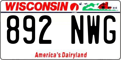 WI license plate 892NWG