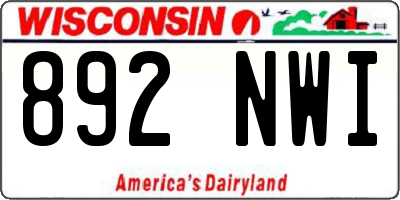 WI license plate 892NWI