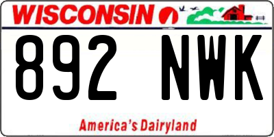 WI license plate 892NWK