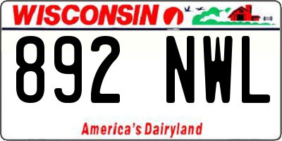 WI license plate 892NWL