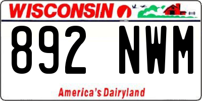 WI license plate 892NWM