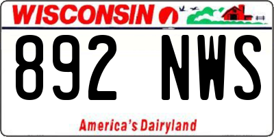 WI license plate 892NWS