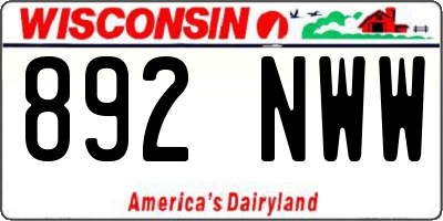WI license plate 892NWW