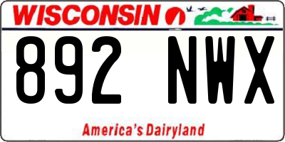 WI license plate 892NWX