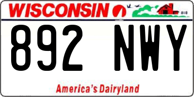 WI license plate 892NWY