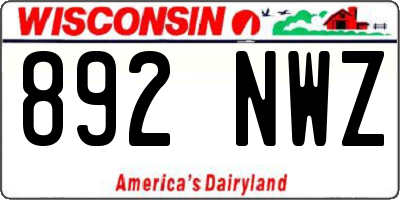 WI license plate 892NWZ