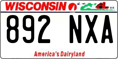 WI license plate 892NXA