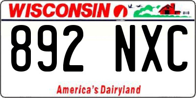 WI license plate 892NXC