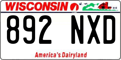 WI license plate 892NXD