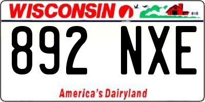 WI license plate 892NXE