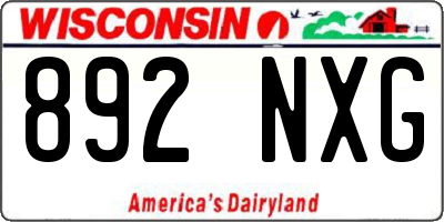 WI license plate 892NXG