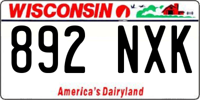 WI license plate 892NXK