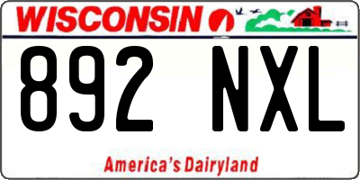 WI license plate 892NXL