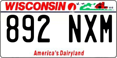 WI license plate 892NXM