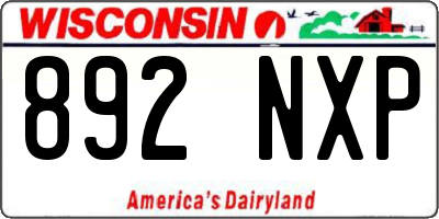 WI license plate 892NXP