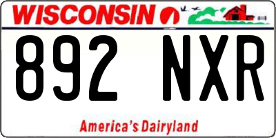 WI license plate 892NXR