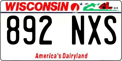 WI license plate 892NXS