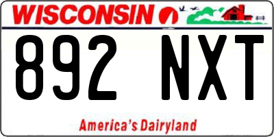 WI license plate 892NXT
