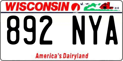 WI license plate 892NYA