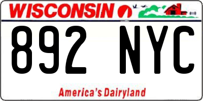 WI license plate 892NYC