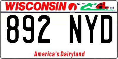 WI license plate 892NYD