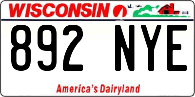 WI license plate 892NYE