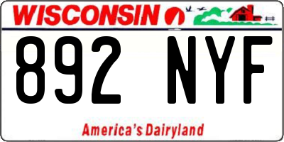 WI license plate 892NYF