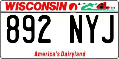 WI license plate 892NYJ