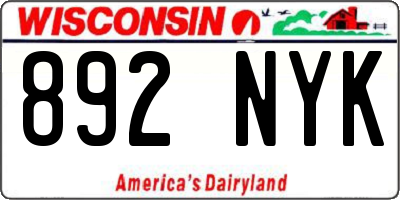WI license plate 892NYK