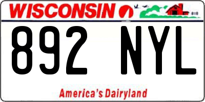 WI license plate 892NYL