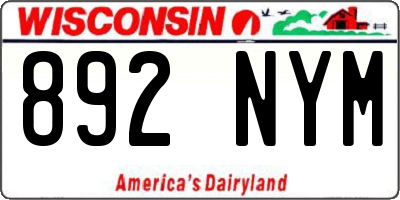 WI license plate 892NYM