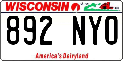 WI license plate 892NYO