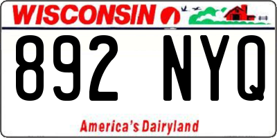 WI license plate 892NYQ