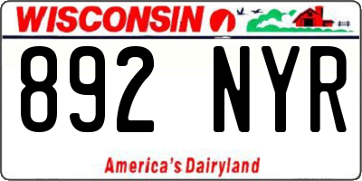 WI license plate 892NYR