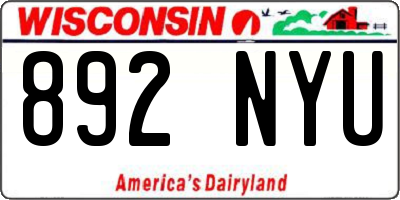 WI license plate 892NYU