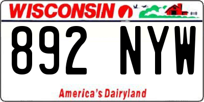 WI license plate 892NYW