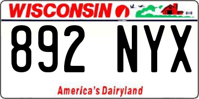 WI license plate 892NYX