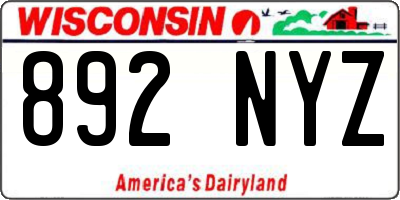 WI license plate 892NYZ