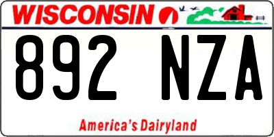 WI license plate 892NZA