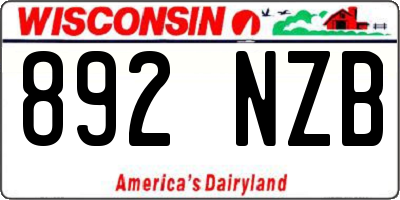 WI license plate 892NZB