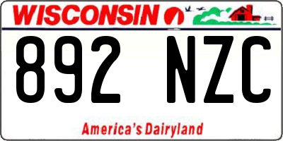 WI license plate 892NZC