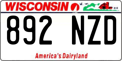 WI license plate 892NZD