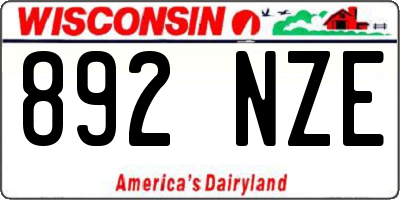 WI license plate 892NZE