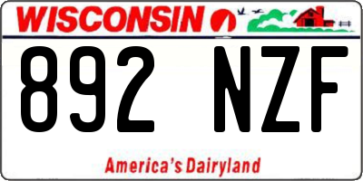 WI license plate 892NZF