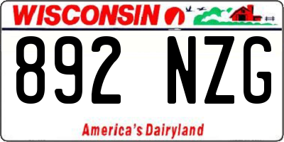 WI license plate 892NZG
