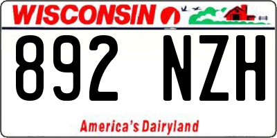 WI license plate 892NZH